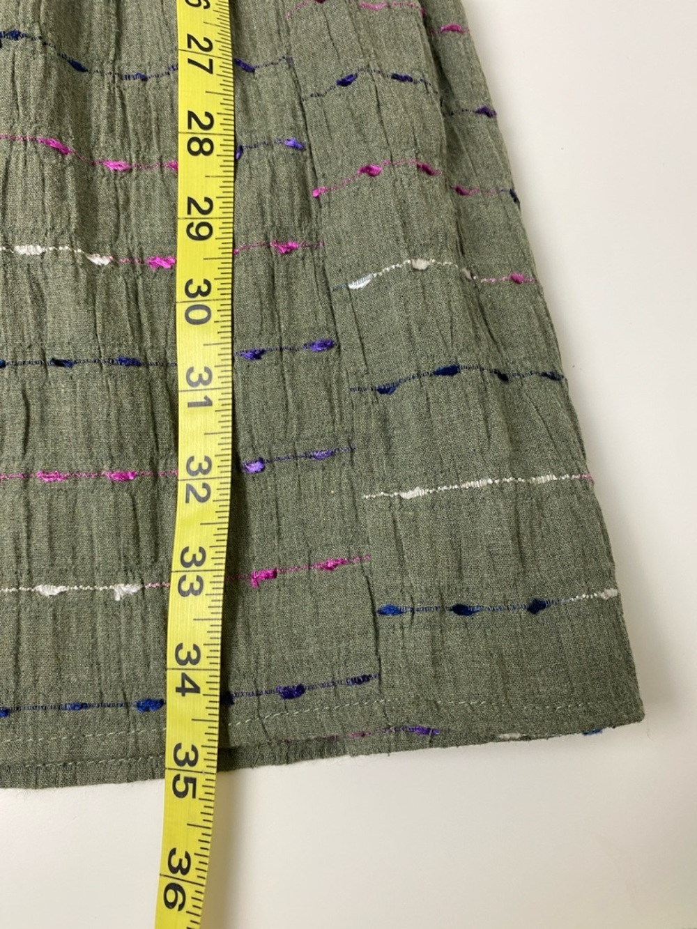 Entro Olive Textured Min Dress With Multi Color Ric Rac Trim Sz S - Picture 10 of 13